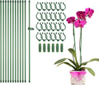 uxcell 12pcs Plant Support Stakes, 15.7inch Adjustable Single Stem Stakes Garden Plant Support Sticks with Clip and Connect Pipe for Orchid Rose Tomato
