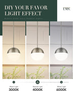 LMS Farmhouse Pendant Light Fixtures, Brushed Nickel Pendant Light with Globe Glass, Adjustable Hanging Lighting for Kitchen Island, Bedroom, Bathroom, LMS-203