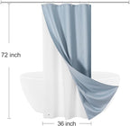 3 in 1 Stall Half Size Blue Shower Curtain Set-36 W x 72 H, Fog Blue Waffle Waterproof Fabric and PEVA Liner Set with Stainless Steel Hooks