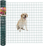 Green PVC Coated Welded Wire Fence 48 Inch x 25 Foot, 2 Inch x 3 Inch 16GA, Garden Border Fencing Roll Vinyl Coating Metal Wire Mesh for Yard Vegetable Plant Protection Poultry Netting