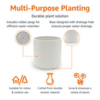 Amazon Basics Fluted Ceramic Planter Pot for Indoor Outdoor Plants, Round Flower Pot with Drainage Hole, 10-inch, White