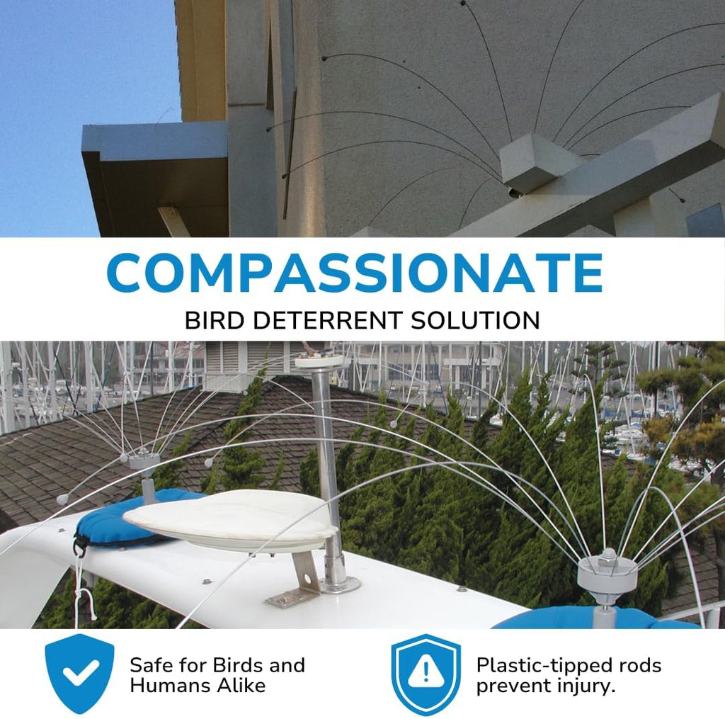 Bird Barrier Daddi Long Legs - 6 Ft | Scare Birds Away with Innovative Bird Spider Design | Bird Deterrent for Outside | Easy Installation on Roofs, Boats & HVAC Units | Durable Stainless Steel/Delrin