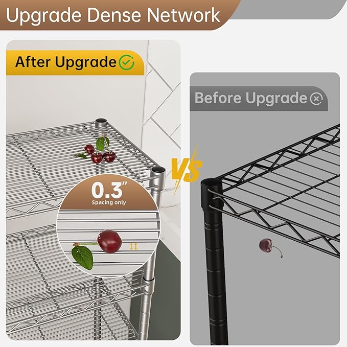 Small 5 tire Shelves Storage Wire Shelving Unit Metal Shelf Adjustable Organizers Storage Shelving for Bathroom Laundry Room Kitchen Pantry10”D x 16”W x 60.2”H Silver