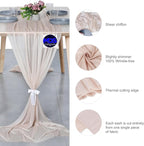 MDS 25 Pack 10ft Chiffon Table Runner 29 x 120 Inches Sheer Wedding Runner Romantic Rustic Table Runner for Wedding Decorations, Birthday Parties, Bridal Shower Party Arch Decor - Nude