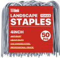 U Shape Garden Stakes 50 Packs 4 Inch 11 Gauge Irrigation Tubing Stakes, Heavy Duty Galvanized Landscape Staples for Tube, Lawns, Landscape Fabrics,Irrigation Hose and Weed Barriers