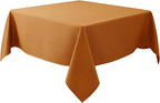 Biscaynebay Fall Tablecloth Textured Fabric Square Tablecloths 70x70 Inch, Bronze Thanksgiving Autumn Harvest Water Resistant Fabric Tablecloths for Kitchen, Dining, Wedding, Parties Machine Washable