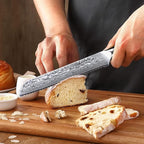 Professional serrated Bread Knife 8 Inch - Classic Damascus pattern Japanese VG-10 Steel Kitchen Knives
