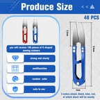 Therwen 48 Pcs 4 Inch Bonsai Pruning Scissors Thread Snips Mini Sewing Scissors U Shaped Bulk Bud and Leaves Trimmer Yarn Carbon Steel Pruners Trimmers for Gardening(Black, Blue, Red)