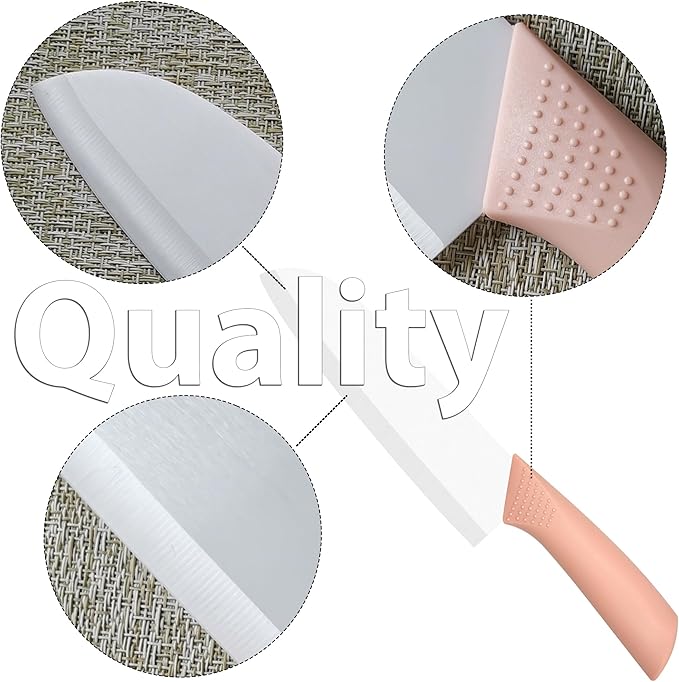 Ceramic Knife - 7 inch Chef's Santoku Knife - Sharp Ceramic Kitchen Knife with Sheath Cover