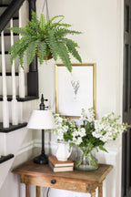 Fake Hanging Plants Large Boston Fern Artificial Plants Outdoor Realistic Fake Ferns with Palm Basket Silk Plants Ferns Hanging Plant Artificial Decor for Home Front Porch Window Garden - Dusty Green