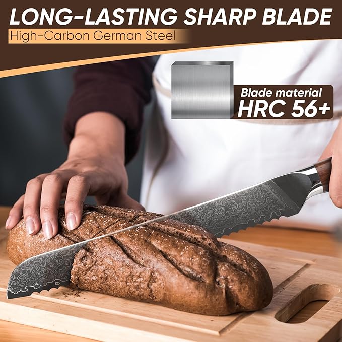 Purple Dragon Bread Knife for Homemade Bread, 8 Inch Serrated Knife for Slicing Sourdough Bread, Cake & Fruits - Gift Box