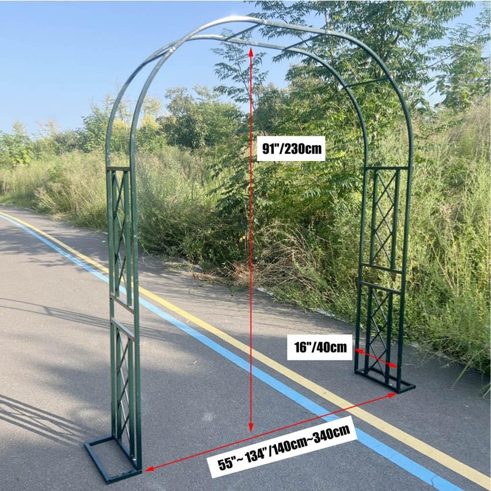 Garden Arbor, Metal Wedding Arch for Ceremony Party, Garden Trellis for Climbing Plants Outdoor, Wide 55" 71" 87" 103" 118" 134" Garden Arch Stand for Garden, Backyard, Lawn(Black,134" x 91" x 16")