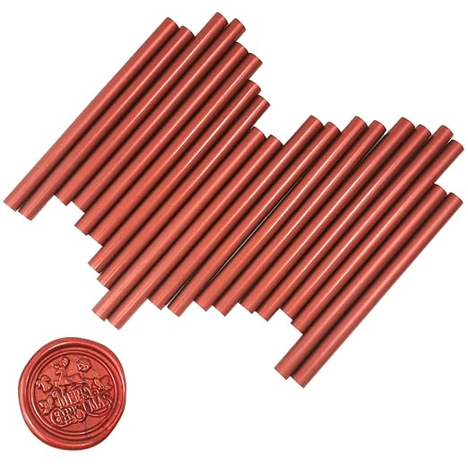 VARACL Hot Melt Glue Sealing Sticks for Letter Seal Stamp - Great for Wedding Invitations, Cards Envelopes, Snail Mails, Postcards, Greeting Cards, Gift Ideas, 7 x 100 mm, 20PCS (Red)