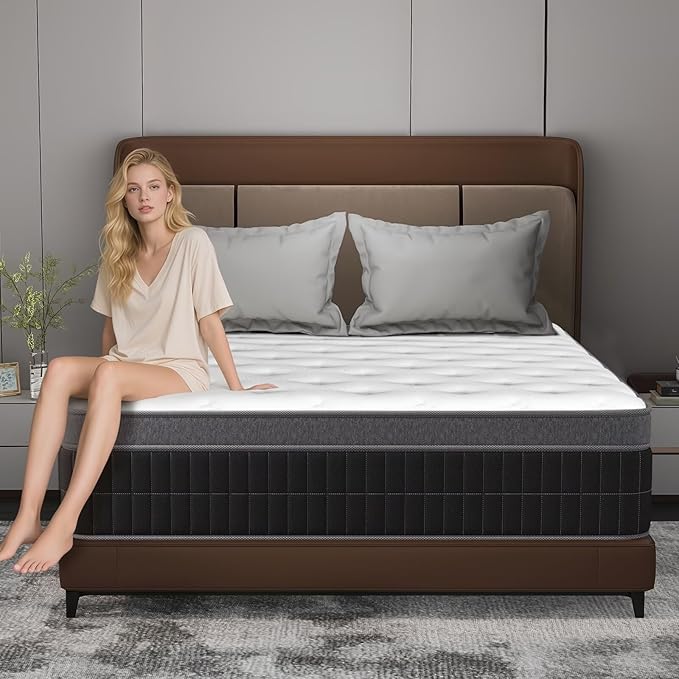 Queen Size Mattress in a Box 14 Inch Memory Foam Hybrid Mattress with Pocketed Springs Medium Firm Support Motion Isolation Edge Support 180 Night Trial