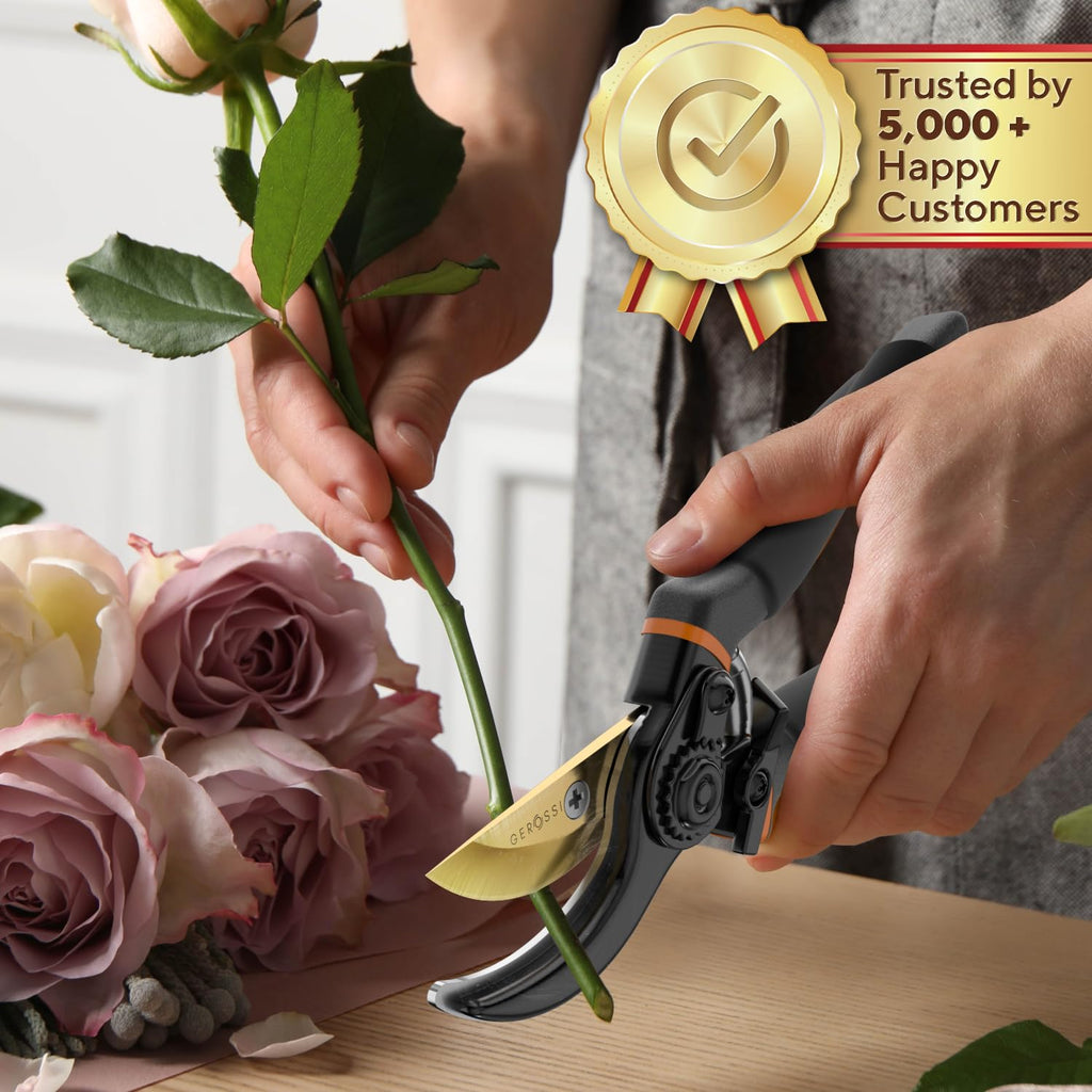 Premium Bypass Pruning Shears for your Garden - Heavy-Duty, Ultra Sharp Pruners w/Soft Cushion Grip Handle Made with Japanese Grade High Carbon Steel - Perfectly Cutting Through Anything in Your Yard