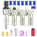 TAILONZ PNEUMATIC 0-240PSI 3/4 Inch NPT Industrial Grade 4 Stage Air Drying System,Particulate Filter,Double Desiccant Dryer,5 Micron Filter and 0.01 Micron Filter(Automatic Drainage)