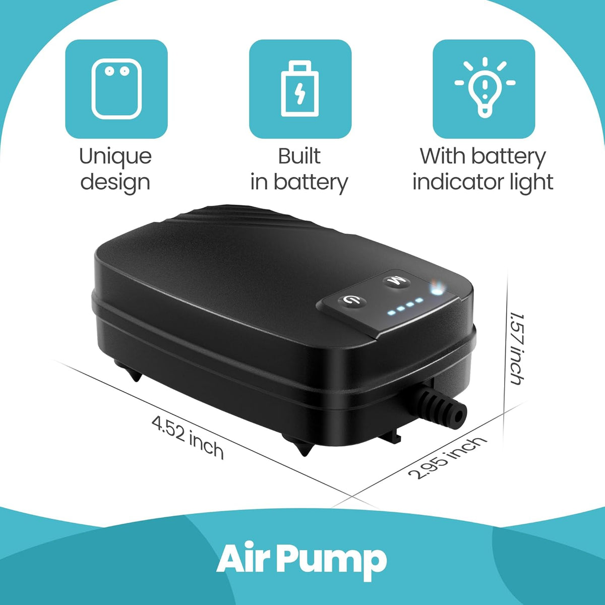NFESOLAR 4W Solar Aerator for Pond with Built-in 2200mAh Battery Backup, 3 Working Modes, 2 Air Stones, Solar Air Pump for fish Pond Stock Tank Hydroponics