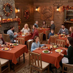 sancua Thanksgiving Square Tablecloths 85x85 Inch Rust, 2 Pack Fabric Fall Table Cloth for Square or Round Tables, Burnt Orange Washable Polyester Table Cover for Dinner, Holiday Party, Display Tables