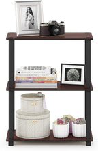 Furinno Turn-S-Tube 3-Tier Compact Multipurpose Shelf Display Rack with Square Tube, Dark Cherry/Black