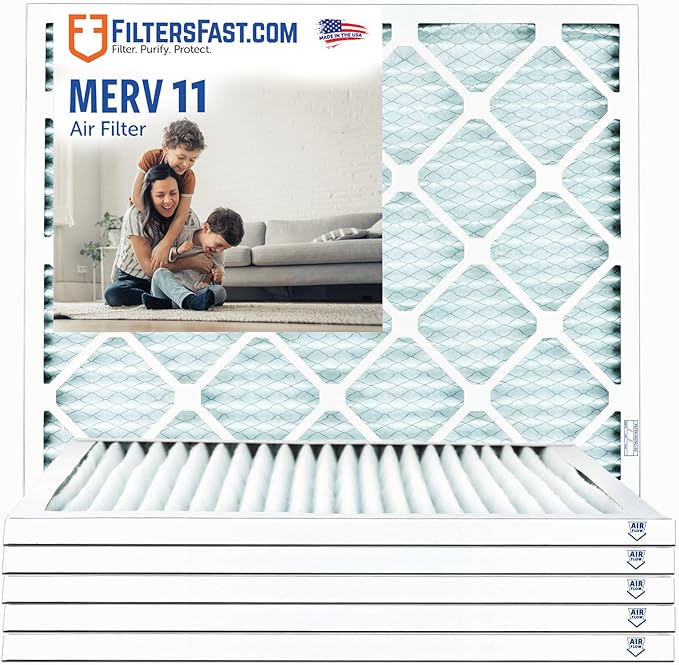 Filters Fast 14x20x1 Air Filter MERV 11, 1" AC Furnace Air Filters, Made in the USA, Actual Size: 13.75"x19.75"x0.75, 6 Pack