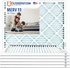 Filters Fast 16x16x1 Air Filter MERV 11, 1" AC Furnace Air Filters, Made in the USA, Actual Size: 15.75"x15.75"x0.75, 6 Pack