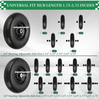 RRQ 4.00-6 Flat Free Tire and Wheel, 13" Solid Wheelbarrow Tire with 1.75" Centered Hub and 3/4" Bearings(Come with 5/8" ID Iron Tube Adapter), for Garden Cart, Trolley, Wheelbarrow Wheel Replacement