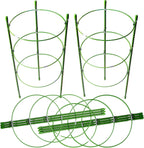 LEOBRO 4 PCS Plant Support Cages, Tomato Cages, Metal Garden Plant Support Ring, Plant Trellis, Plant Stakes for Tomato, Climbing Plant, Flower, Seedlings, 17.7" High, 7.1"/7.87"/8.66" Inner Diameter