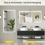 55x30 Inch White Bathroom Mirror for Wall, Thick Metal Framed Rectangle Mirrors for Over Sink, Bedroom, Living Room, Entryway, Anti-Rust, HD Tempered Glass