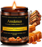 Fall Candle - Caramel Cinnamon Candle | Autumn Scented Candles for Home, 7oz Fall Soy Candles for Home Scented, 50 Hours Burn Time, Harvest Holiday/Halloween/Thanksgiving Autumn Gifts for Women Men