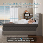 King Mattress, 12 Inch Hybrid Mattresses Grey Medium Firm Euro Top for Back & Lumbar Support, 100 Night Trial, Individual Pocket Spring for Motion Isolation & Pressure Relief