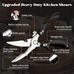 SiXing Kitchen Shears – Heavy Duty & Dishwasher Safe-Professional Stainless Steel Scissors for Meat, Poultry, Herbs. Sharp, Rust-Proof with Comfort Grip. Multi-Use Cooking Tool for Chefs & Home.