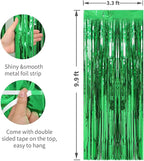 Crosize 2 Pack 3.3 x 9.9 ft Green Foil Fringe Backdrop Curtain, Streamer Backdrop Curtains, Streamers Birthday Party Decorations, Tinsel Curtain for Parties, Galentines Decor, Preppy, Photo Booth