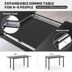 Giantex Dining Room Table Set for 4-6, 63” Extendable 3-Piece Dining Table Set with 2 Benches, Metal Frame, Dinette Table Set for Breakfast Nook, Kitchen Table Chairs (Black)