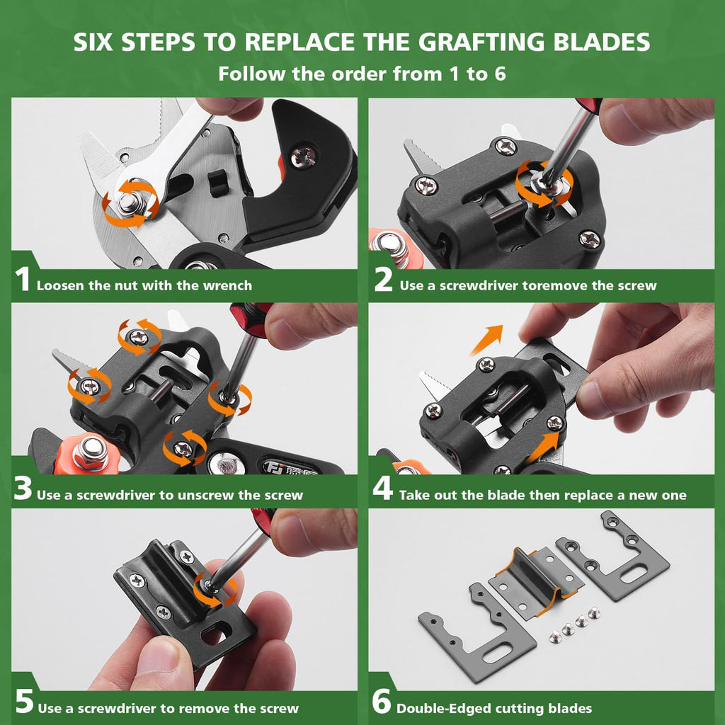 FUJIWARA 3-in-1 Garden Grafting Tool, Pruning Scissors Kit, U/V/Omega-Graft Seedling for Fruit Tree Grafting Set,Including 2X Tapes, Plant Tags,Plant Clips,Grafting Knife & Replacement Blades