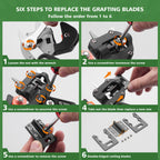 FUJIWARA 3-in-1 Garden Grafting Tool, Pruning Scissors Kit, U/V/Omega-Graft Seedling for Fruit Tree Grafting Set,Including 2X Tapes, Plant Tags,Plant Clips,Grafting Knife & Replacement Blades