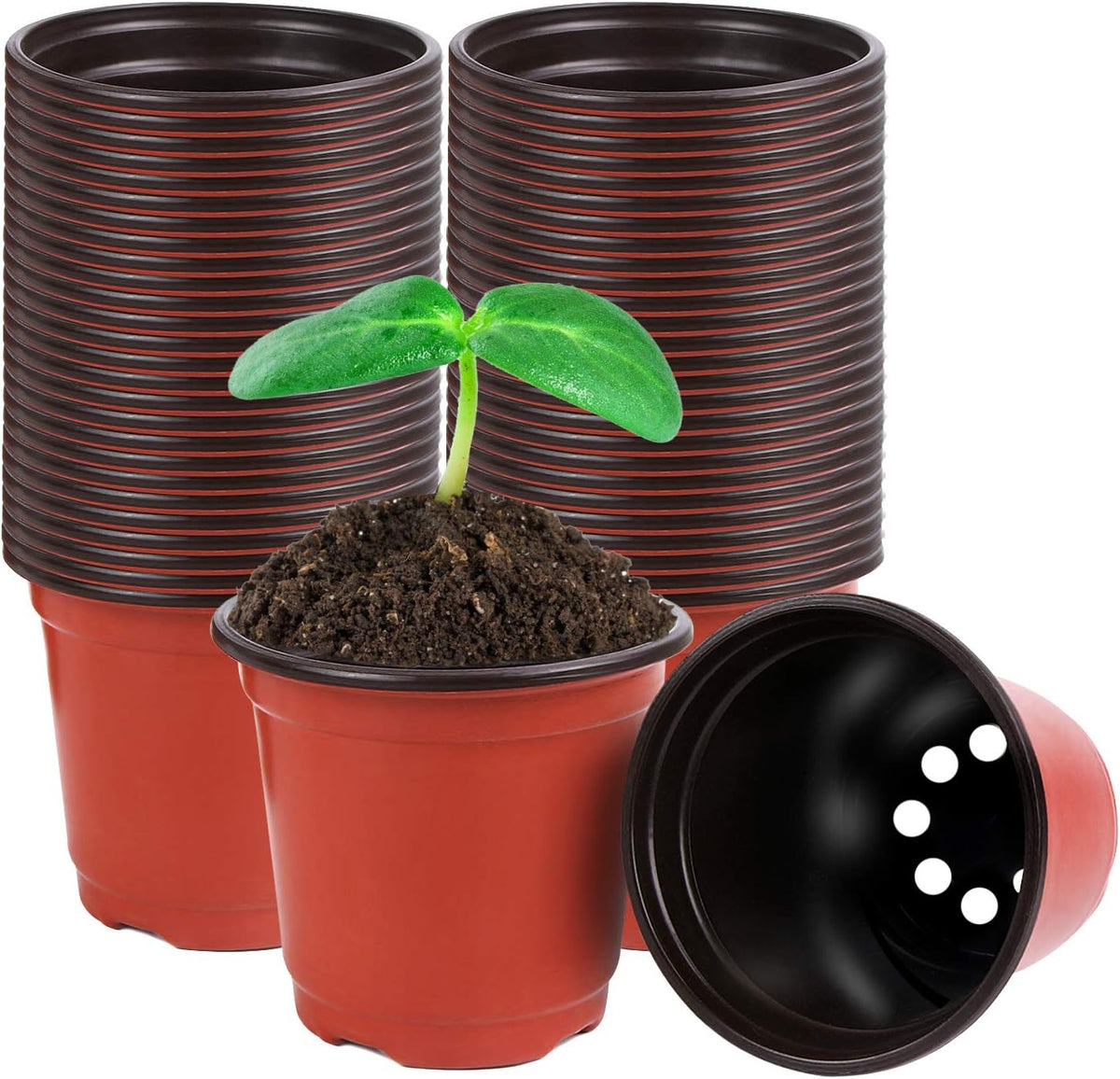 Augshy Plant Pots,40 Pcs 4" Plastic Plant Nursery Seed Starting Pots Nursery Pots for Succulent Seedling Cutting Transplanting