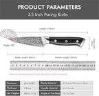 Professional Paring Knife 3.5 Inch - Classic Damascus Japanese VG-10 Steel Fruit Knife