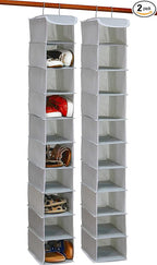 Simple Houseware 2 Pack 10 Shelves Hanging Organizer, Grey