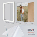 VCK 12x18 Poster Frame Set of 4 - White, Gallery-Quality Wood Picture Frames, 1.1-Inch Wide Border, Polished Plexiglass, Vertical or Horizontal Wall Display for Photo/Art/Prints, White