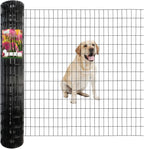 Black PVC Coated Welded Wire Fence 56 Inch x 50 Foot, 2 Inch x 4 Inch 14GA, Garden Border Fencing Roll Vinyl Coating Metal Wire Mesh Hardware Cloth for Yard Vegetable Plant Protection