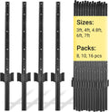 Fence Posts 3 Feet - 16 Pack, Heavy Duty Metal Fence Post, No Dig U Post for Farm, Garden, Orchard and Outdoor Wire Fencing (Black)