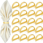 KPOSIYA Napkin Rings Set of 20, Metal Gold Napkin Rings Bulk for Table Settings, D-Shape Napkin Holders Rings for Dinner Table Decor, Easter, Fall,Thanksgiving, Christmas, Party,（Matte Gold，20pcs）