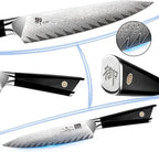 SHAN ZU Damascus Chef Knife 6 inch,67-Layer Japanese Steel 10Cr15CoMoV Kitchen Knife, High Carbon Super Sharp Japanese Chef Knife, All Purpose Professional Kitchen Utility Petty Knives with G10 Handle