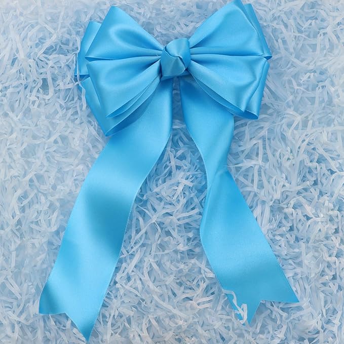 Light Blue Solid Satin Ribbon 2 Inch 25 Yards Solid Polyester Fabric Ribbon for Gift Wrapping Wedding Christmas Baby Shower Birthday Party Decoration Handmade Immortal Flower Craft