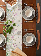 Vintage Wildflowers Cotton Linen Table Runner for Dining Kitchen, Wedding Outdoor Party Tablerunners Decoration, Farm Floral Pink Botanical Plants Dresser Scarf Coffee Tablecloth Runners 13x60 Inches