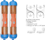 (2 Pack) Mixed Bed Ion Exchange Aquarium Filter Resin 0 PPM RO DI Refillable Housing w/Clamps & Fittings, Compatible with 10" Reverse Osmosis Water Filtration Systems, for High TDS in Water