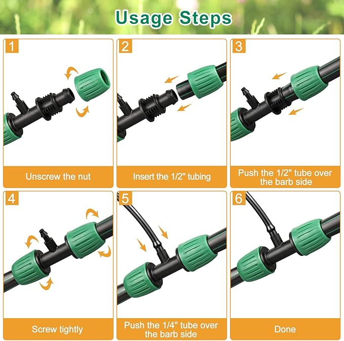 JAYEE Drip Irrigation Fittings, 15 Pcs Lock Barbed Tee for 1/2 to 1/4 Inch Vinyl Tubing, Drip Line Parts 3-Way Tees Irrigation Connectors for Drip Sprinkler Garden Lawn Systems, Green