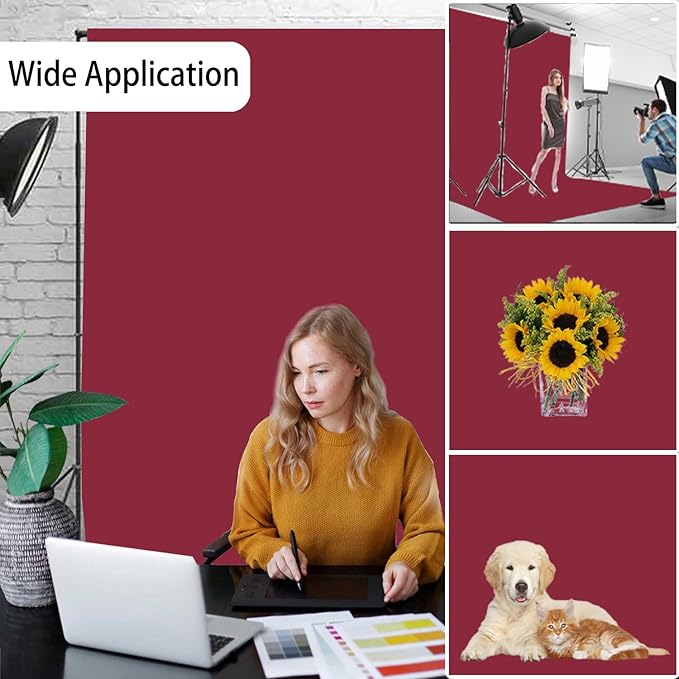 Wine Red Photography Backdrop for Photoshoot, Photo Backdrop Curtain, Perfect Wine Red Backdrops for Party Portrait Photoshoots Video Studio 10FTx10FT