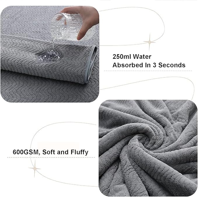 Grey Bath Towels Set of 8, Bathroom Towel Quick Dry Textured,2 Oversized Shower Towels Large/2 Hand Towels/4 Washcloths, Ultra Soft Microfiber Absorbent Bath Sheets for Bathroom Hotel Spa