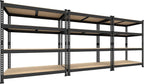PrimeZone 4 Tier 36" W x 16" D x 55" H Storage Shelves - 3 Pack Adjustable Garage Storage Shelving, Heavy Duty Metal Storage Utility Rack Shelf Unit for Warehouse Pantry Closet Kitchen, Black